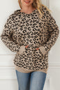 Leopard Knit Drawstring Hooded Sweater