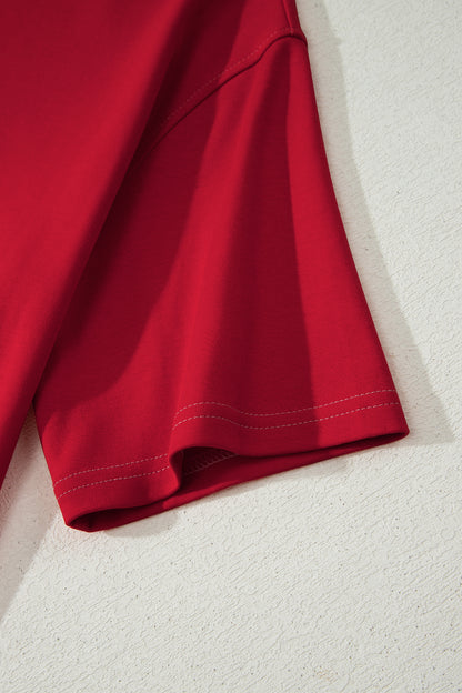 Reversible Contrast Stitching Mock Neck T-Shirt