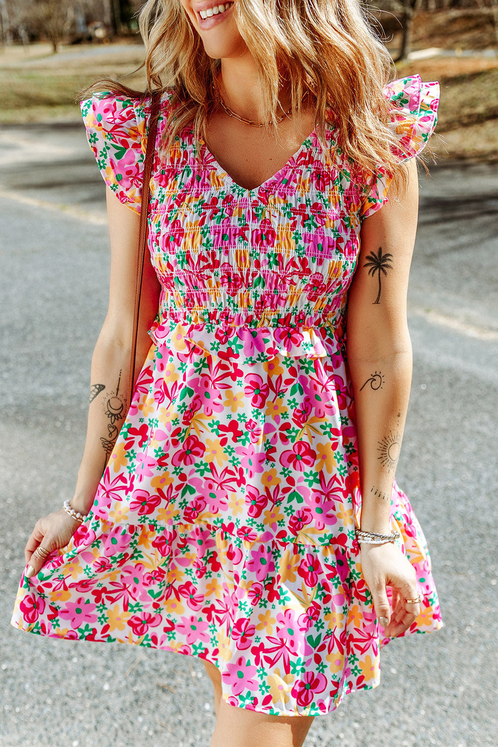 Floral Smocked Bodice Dress