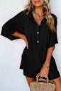 Collared Half Button Loose Romper