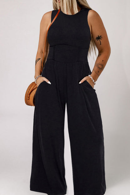 Sleeveless Wide Leg Jumpsuit Plus Size