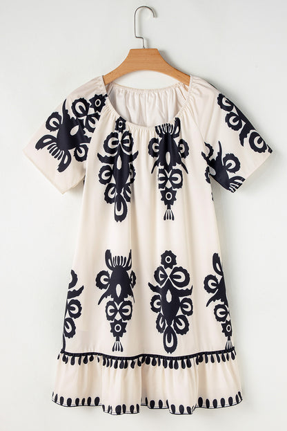 Western Ruffle Sleeve Mini Dress