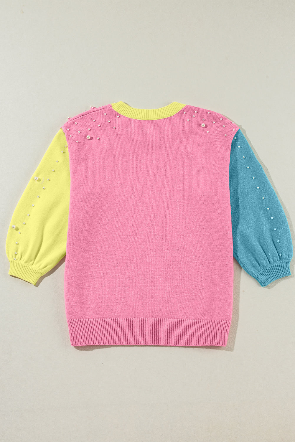 Colorblock Pearl 3/4 Sleeve Sweater