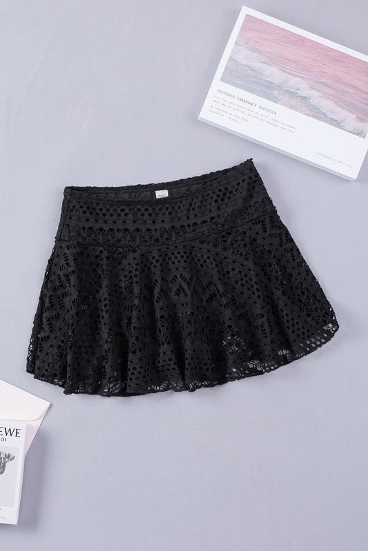 Solid Crochet Lace Bikini Swim Skirt