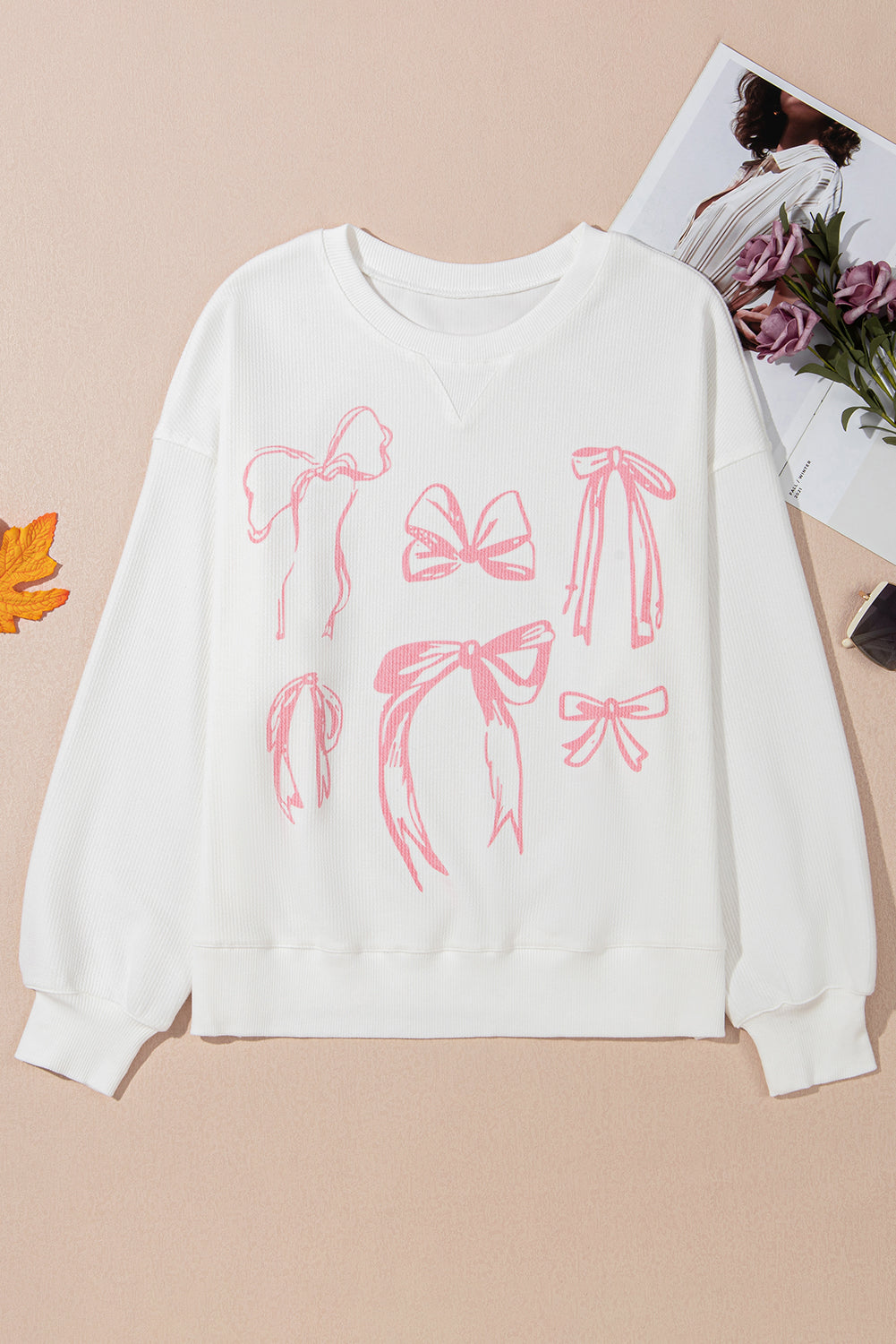 Valentine Bow Long Sleeve Crewneck Top