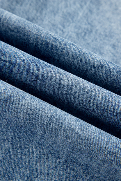 Denim Acid Wash Pockets Flare Jeans