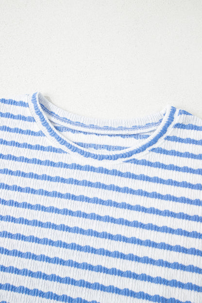 Stripe Knitted Top & Drawstring Shorts Set