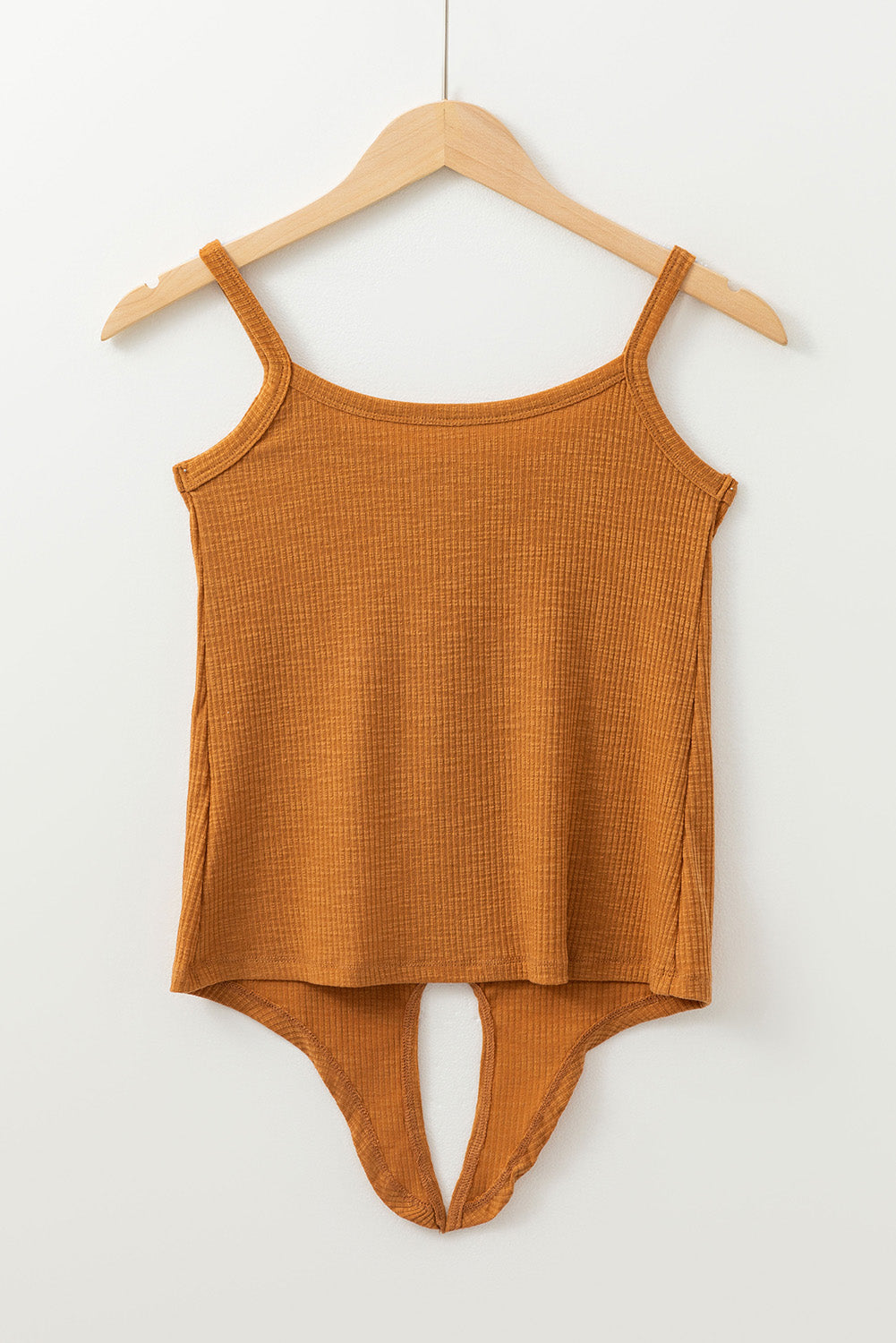 Ribbed Tie Knot Spaghetti Strap Buttoned Tank