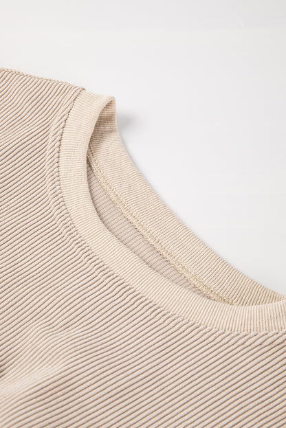 Solid Ribbed Corduroy Long Sleeve Oversized Sweatshirt