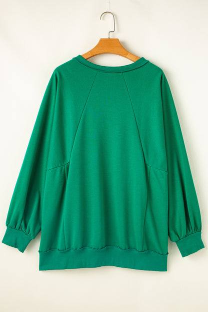 Notched Neck Reserve Seam Sweatshirt Plus Size