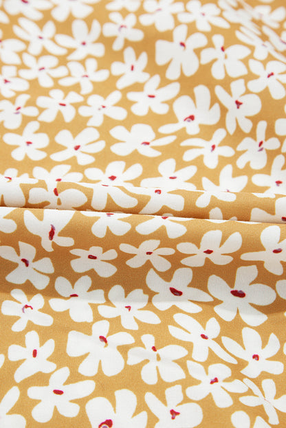 Floral V-Neck Short Sleeve Tiered Mini Dress