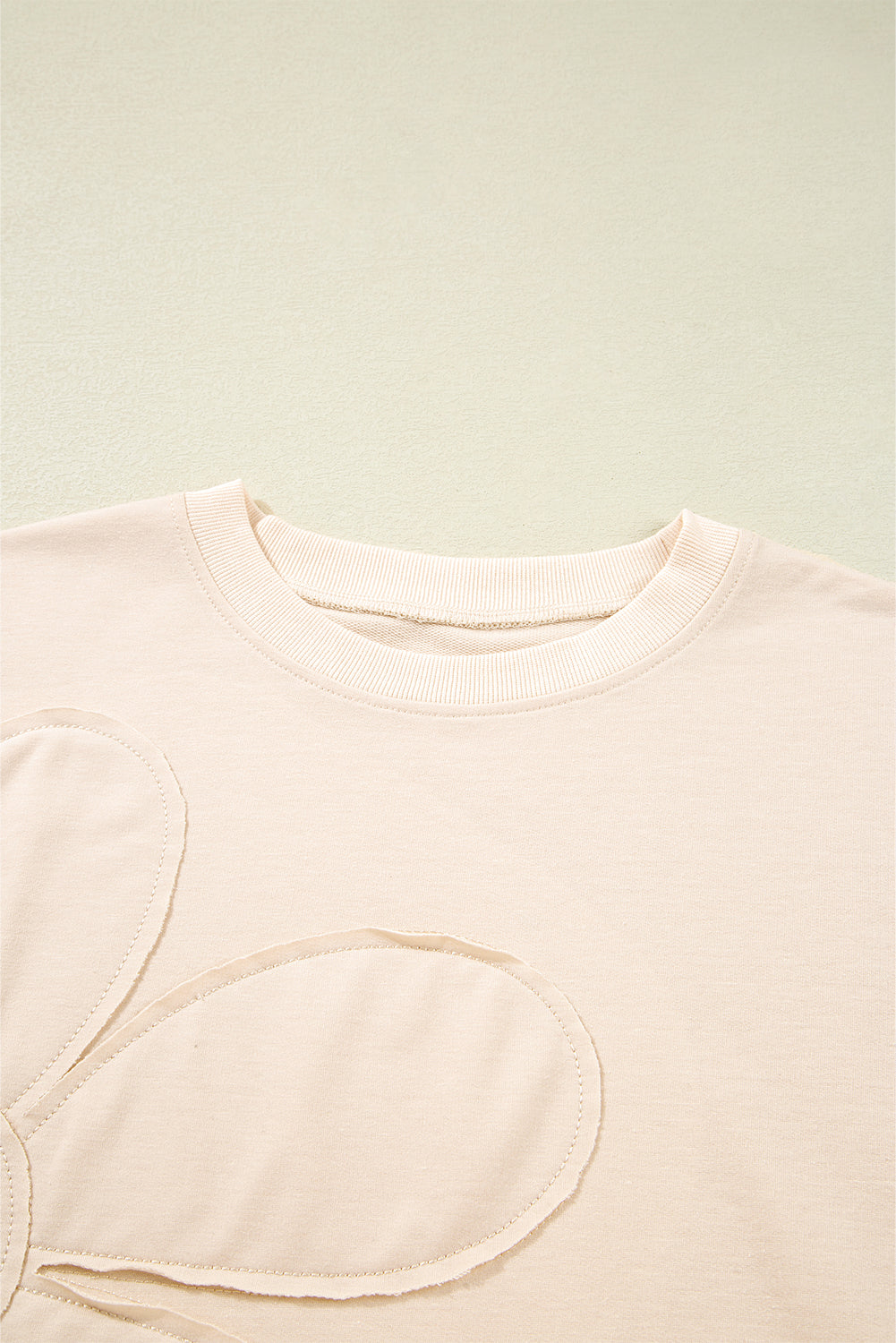 Flower Patchwork Raw Edge Drop Shoulder Top