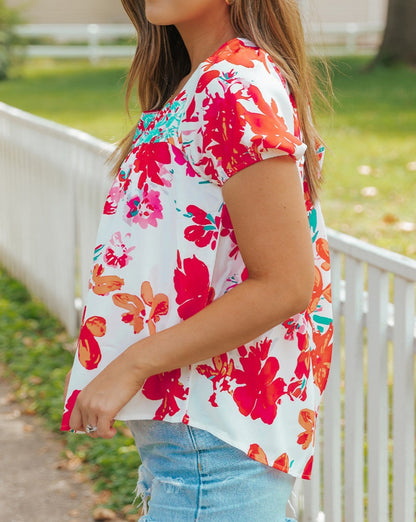 Floral Square Neck Blouse