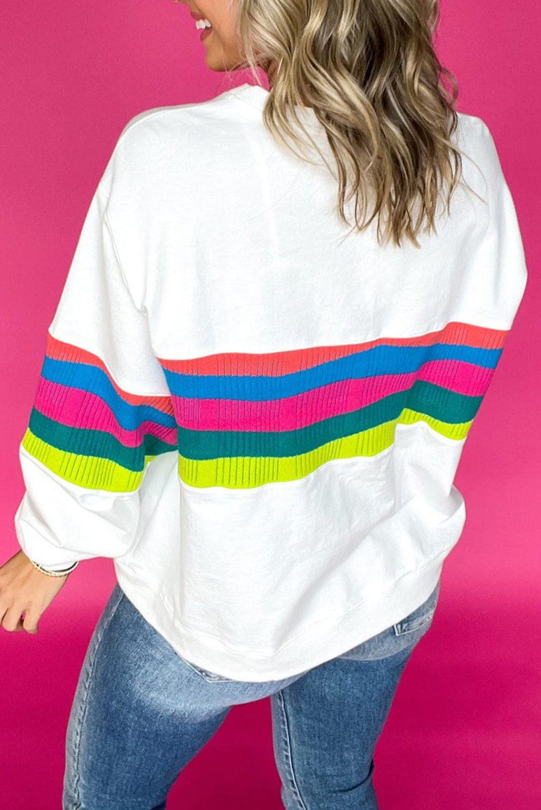 Plus Size Stripe Drop Shoulder Sweatshirt