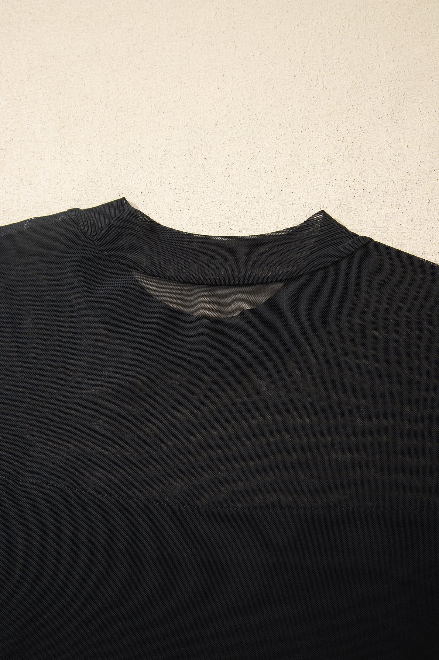 Plus Size Sheer Mesh Panel Short Sleeve Top