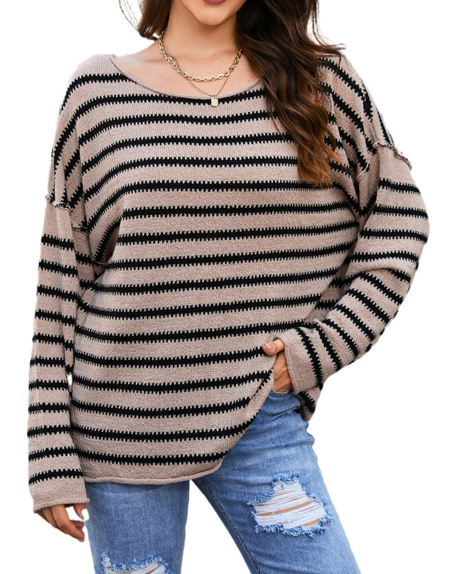 NEW! Striped Dropped Shoulder Sweater