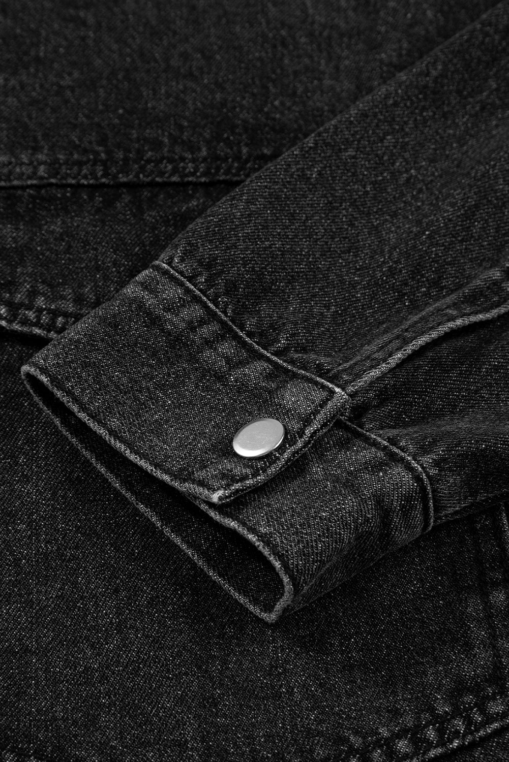 Denim Chest Pocket Drop Shoulder Hooded Jacket