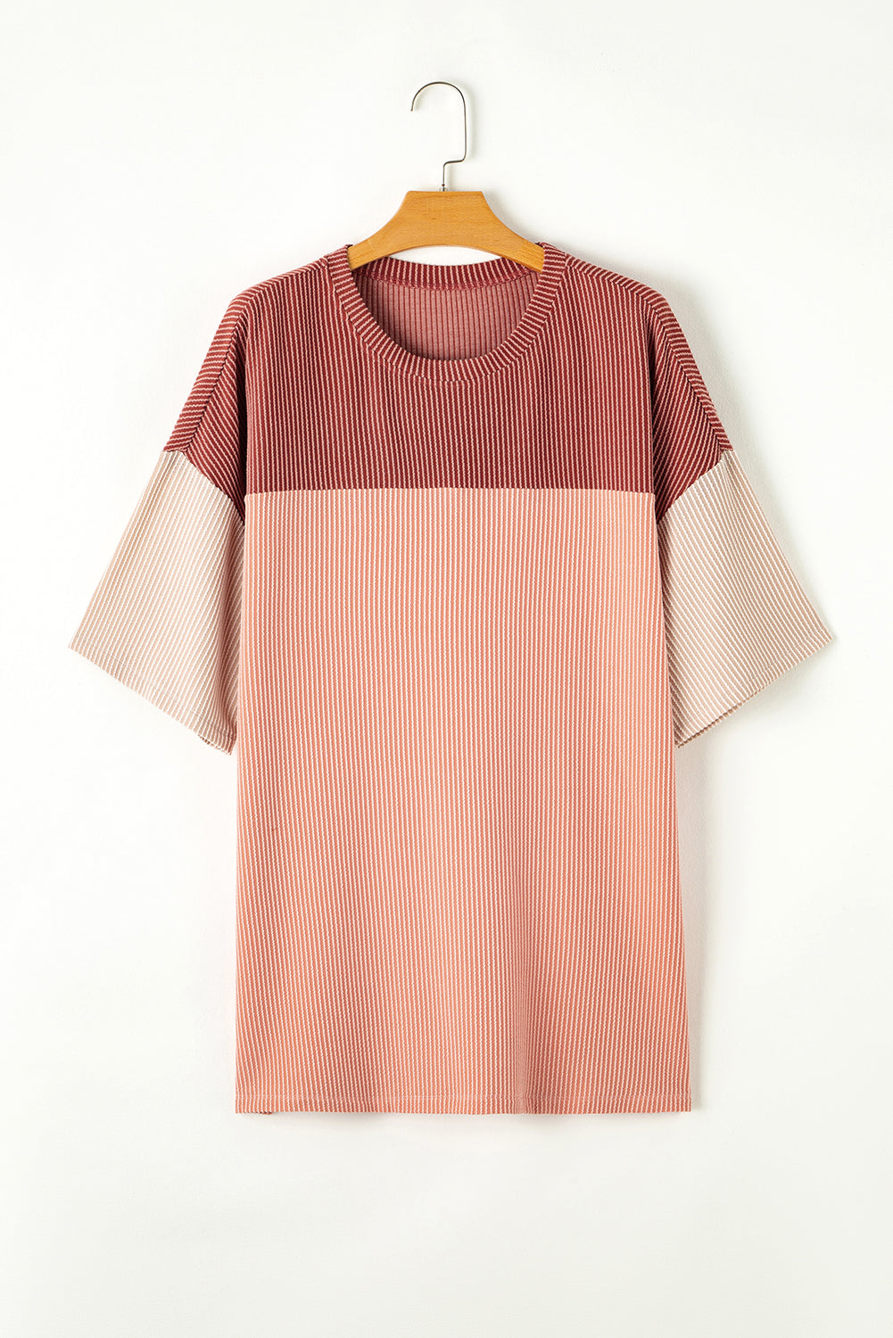 Colorblock Ribbed T-Shirt Plus Size