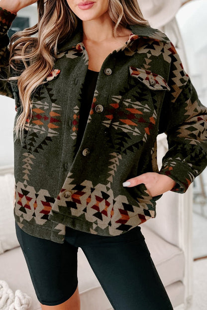 Aztec Pocketed Long Sleeve Shacket