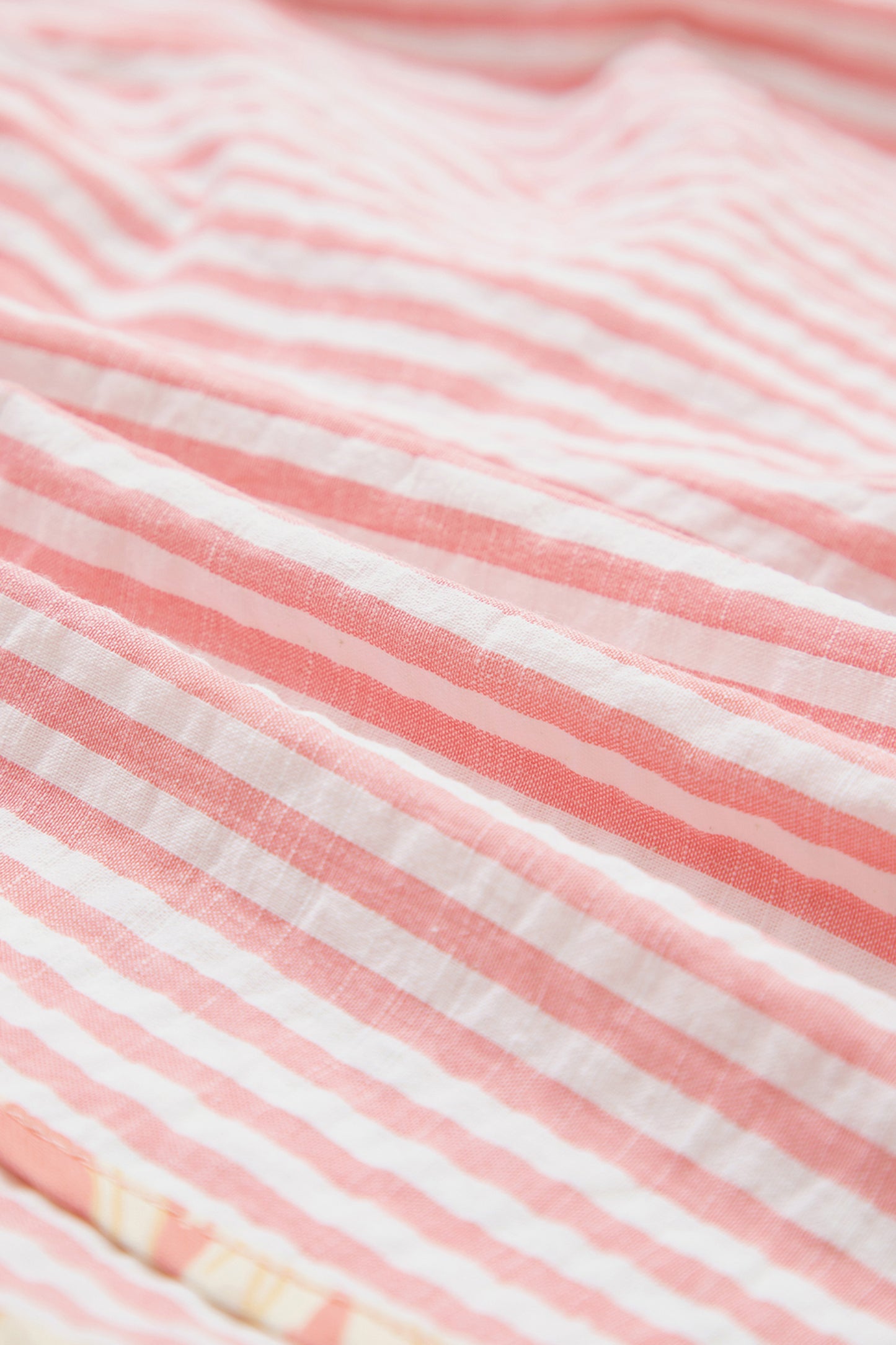 Stripe Floral Trim Ribbon Drawstring Waist Shorts