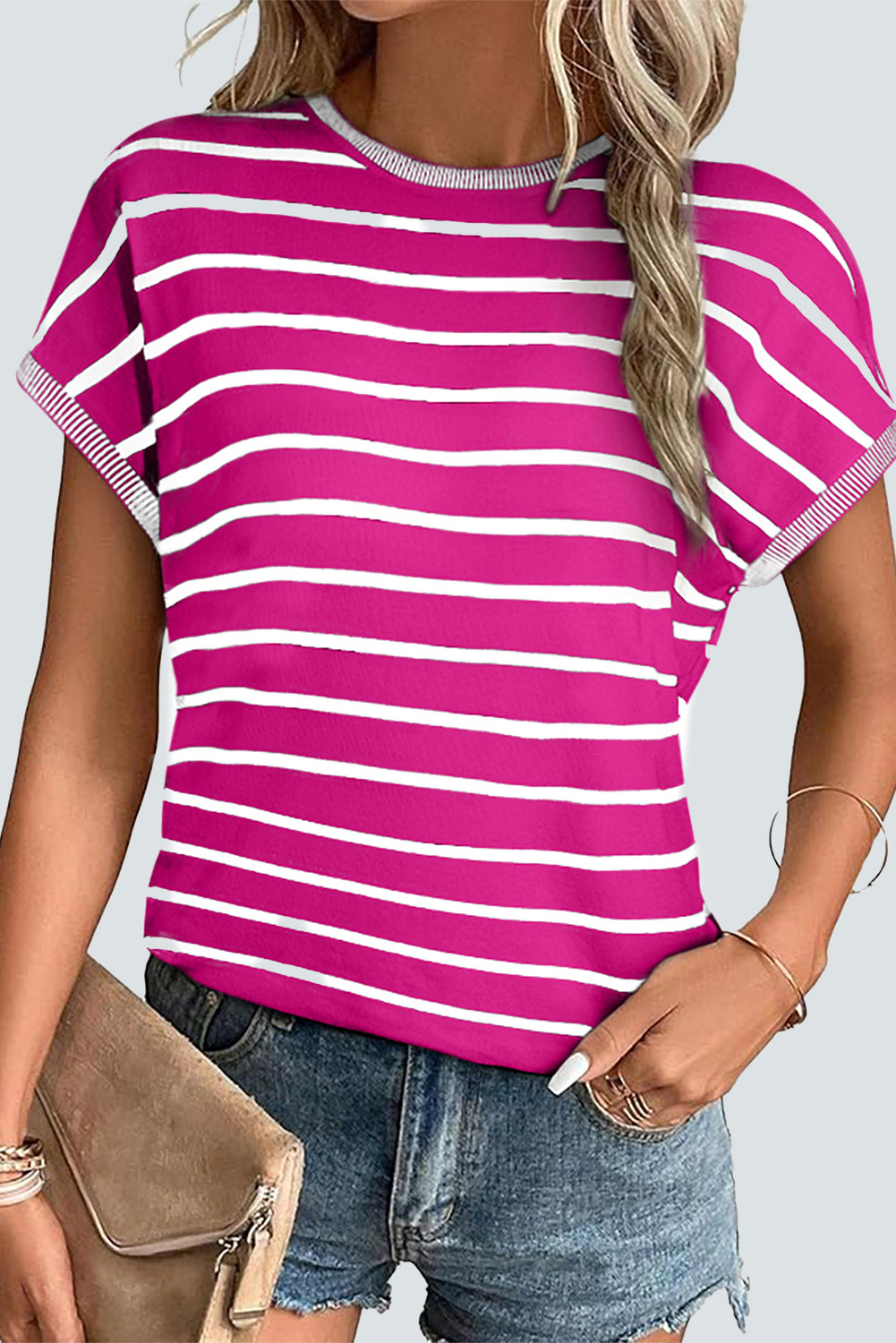 Stripe Bat Sleeve T-Shirt