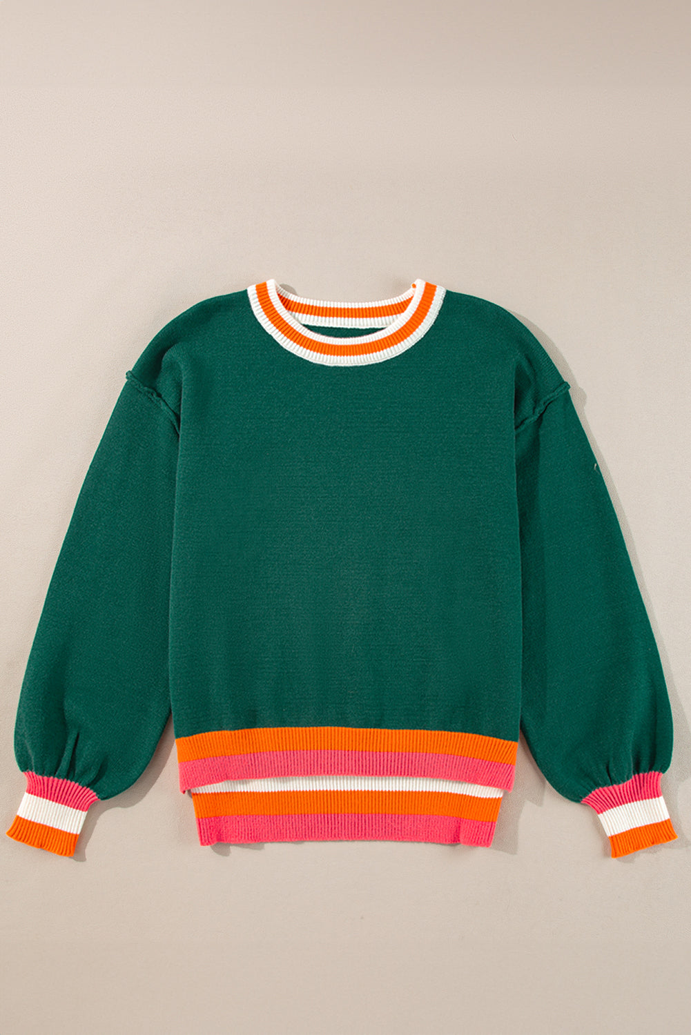 Colorblock Stripe Drop Shoulder Sweater