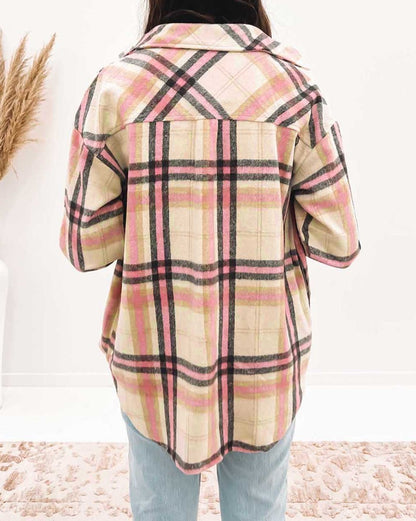 Plaid Butoned Chest Pocket Shacket