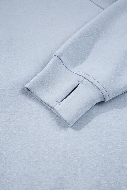 Solid Half-Zip Hoodie and Pants Set