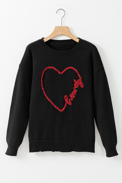 XOXO Heart Round Neck Sweater