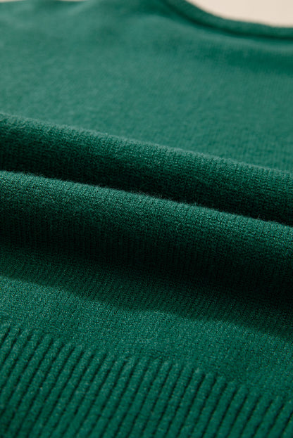 Solid Pearl Drop Shoulder Round Neck Sweater