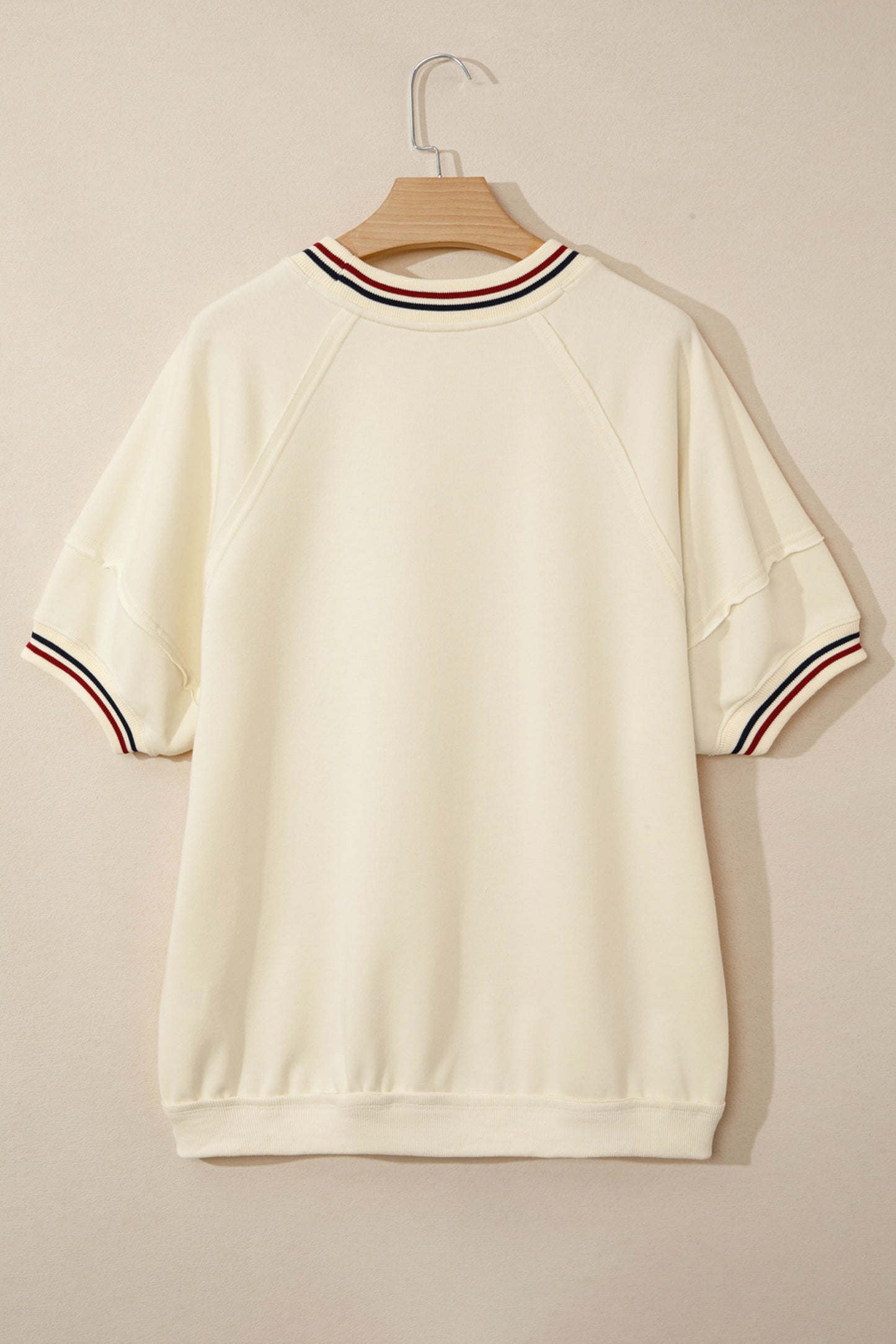 Varsity Stripe Cuffed Short Sleeve Tunic Top