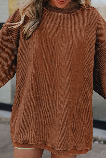 Ribbed Long Sleeve Oversized Sweatshirt