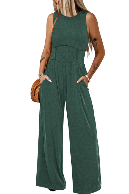 Cinched Waist Wide Leg Jumpsuit