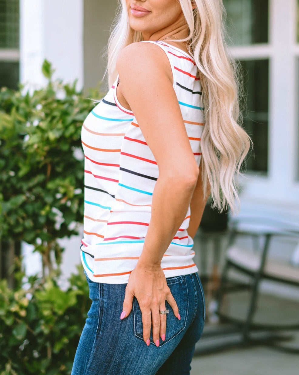 Stripe Scoop Neck Tank Top