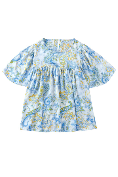 Paisley Short Bell Sleeve Blouse