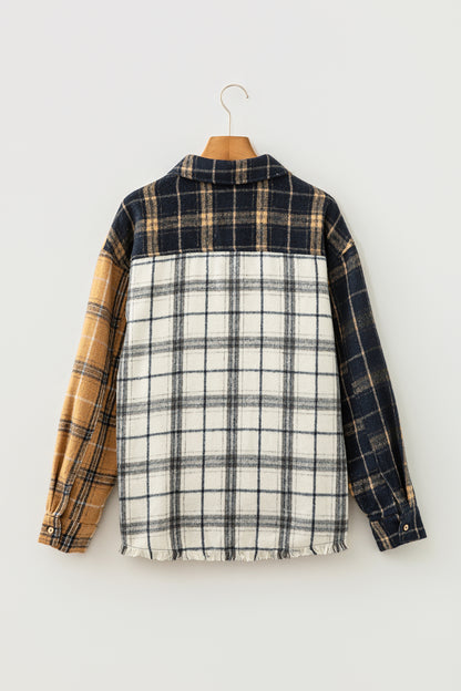 Plaid Colorblock Long Sleeve Buttoned Shacket