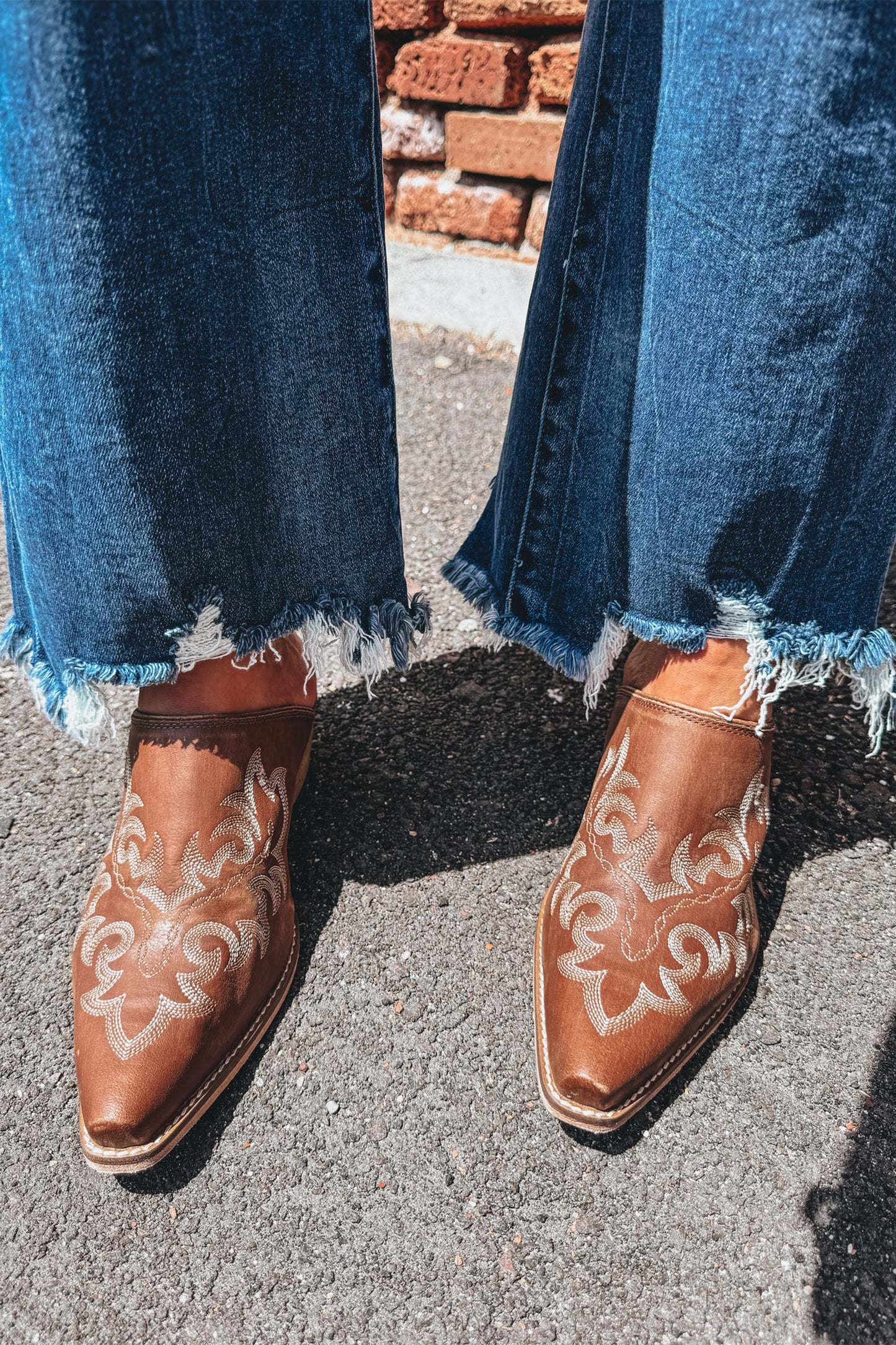Denim High Waist Frayed Hem Flare Jeans