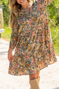 Floral 3/4 Puff Sleeve Dress