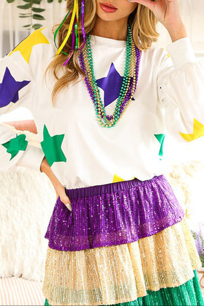 Mardi Gras Star Long Sleeve Top