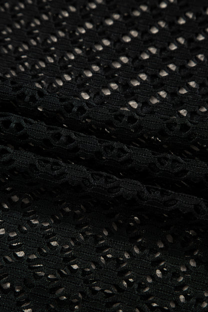 Crochet Patchwork Ruffle Hem Beach Cover-Up