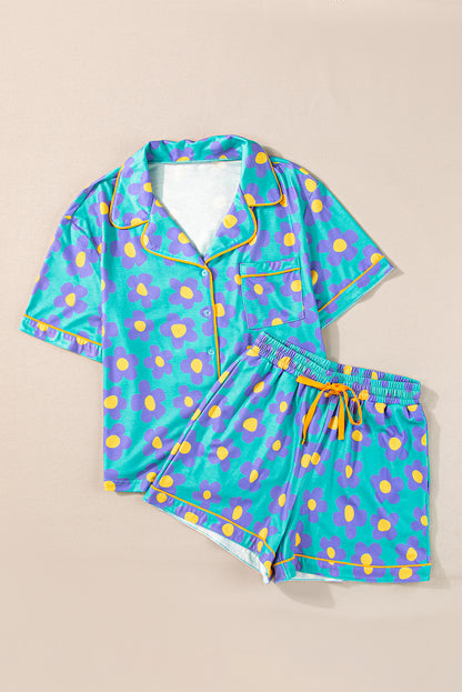 Floral Shirt and Shorts Pajama Set