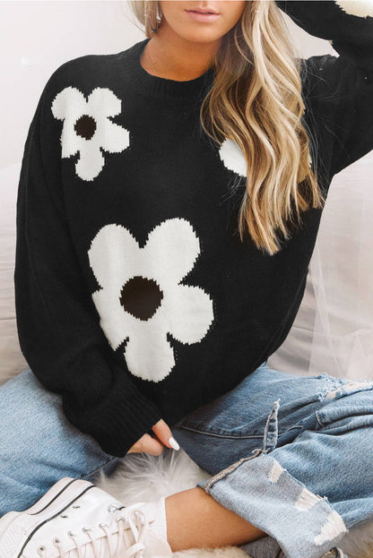 Floral Long Sleeve Crewneck Sweater