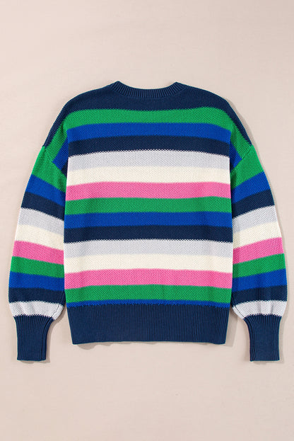 Stripe Drop Shoulder Crewneck Sweater