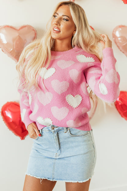 Valentine Heart Pearl Crewneck Sweater
