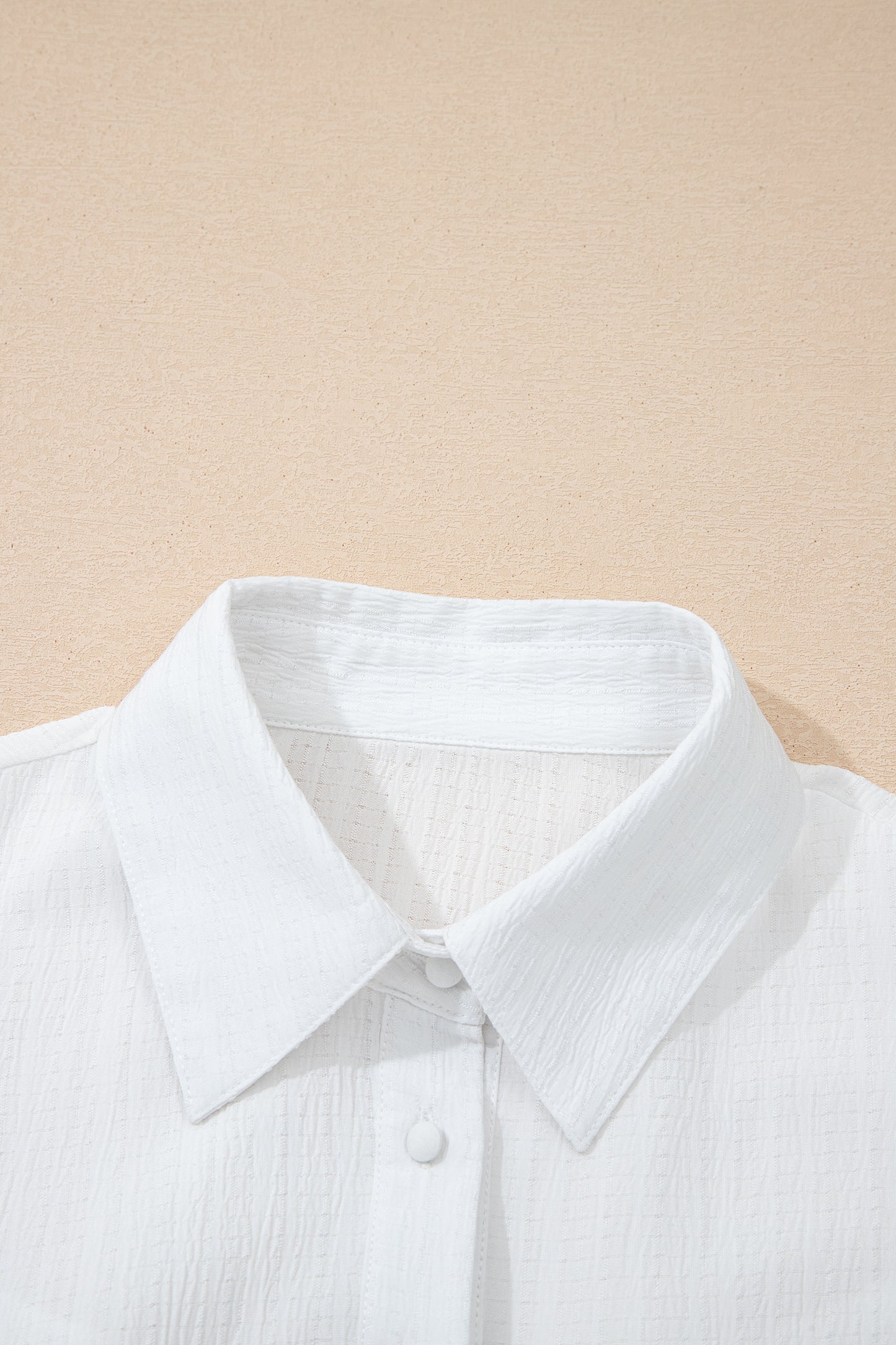Solid Crinkled Lantern Sleeve Buttoned Shirt
