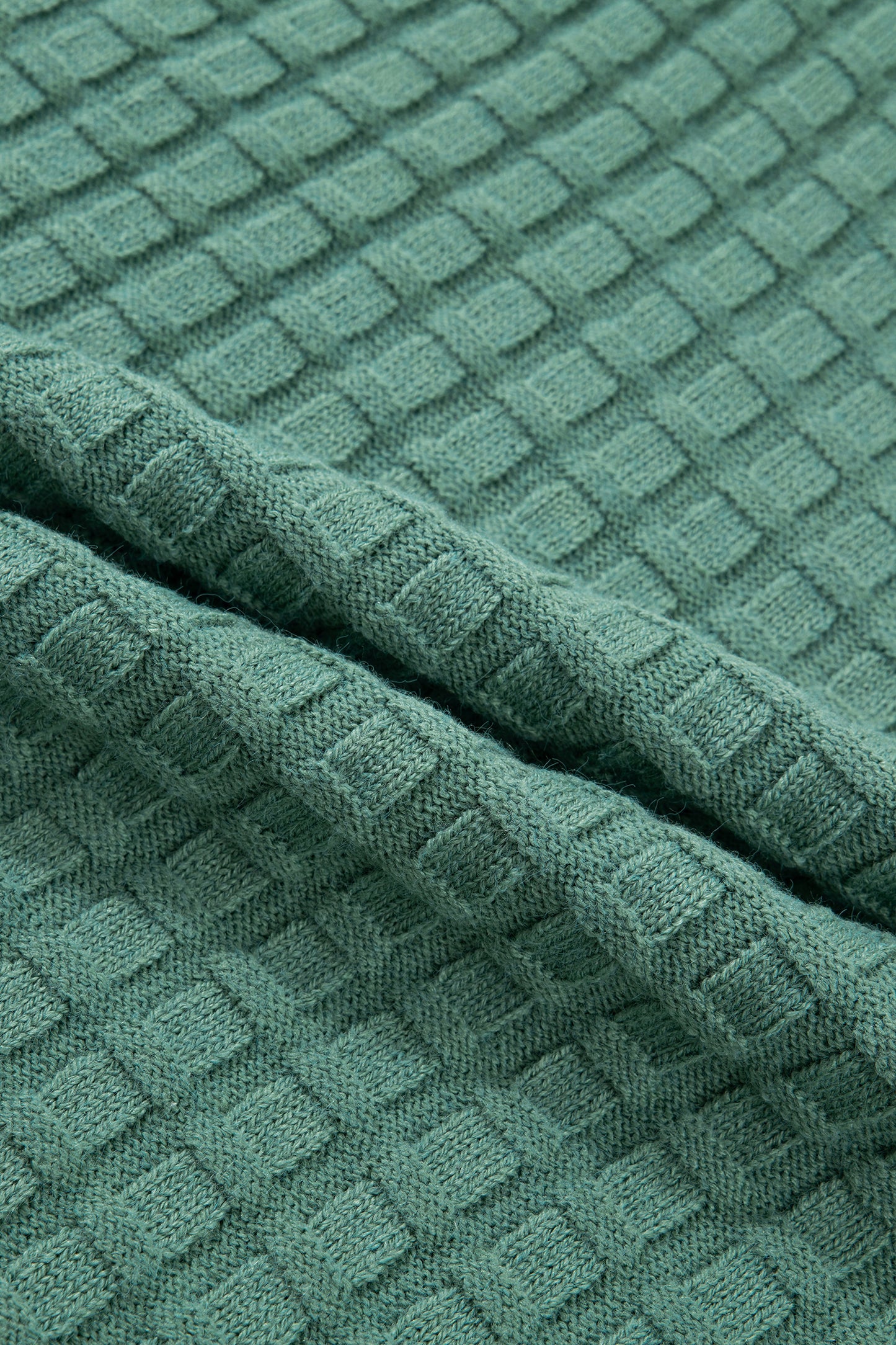 Plus Size Solid Textured Knit Short Sleeve Sweater