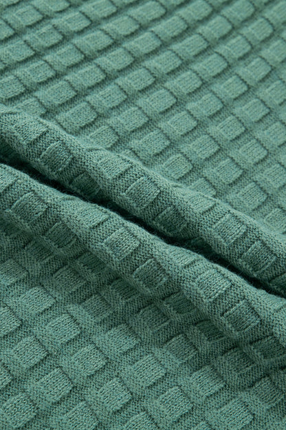 Plus Size Solid Textured Knit Short Sleeve Sweater