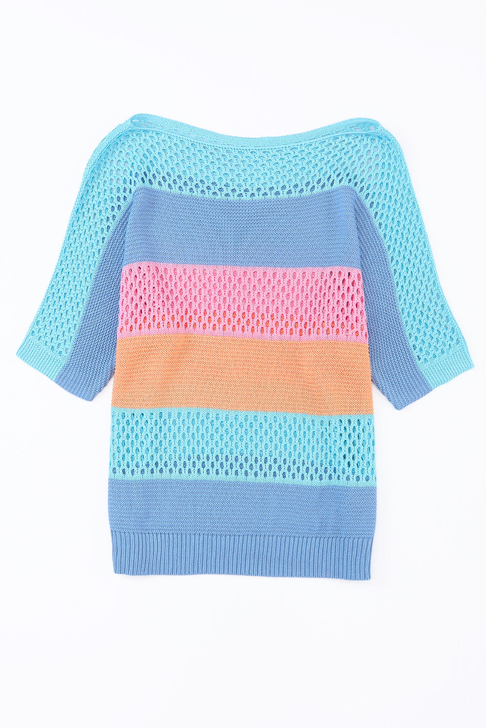 Colorblock Stripe Hollowed Knit Top