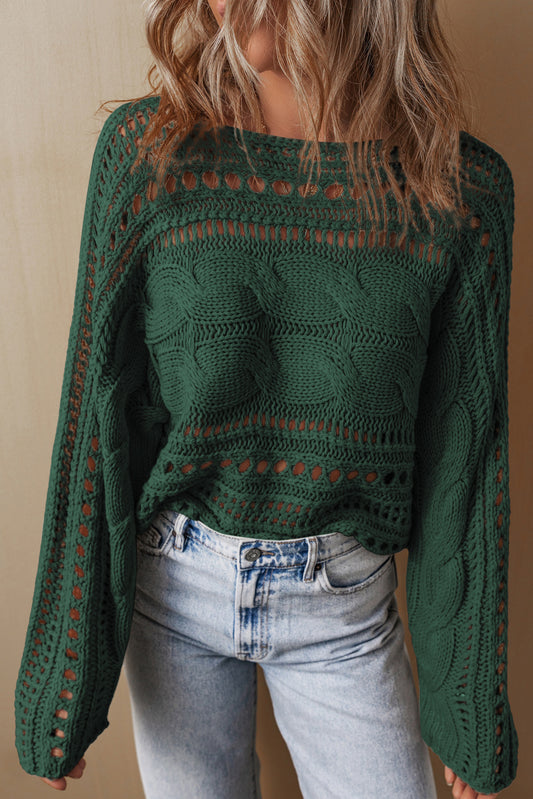 Hollowed Cable Knit Crop Sweater