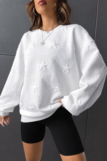 Star Embossed Drop Shoulder Sweatshirt